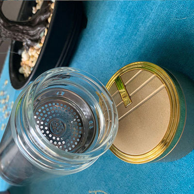 Bottiglia commerciale portatile e impermeabile di 300 ml di vetro trasparente a doppia parete con filtro per tè