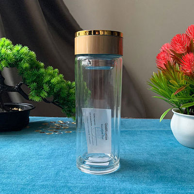 Bottiglia commerciale portatile e impermeabile di 300 ml di vetro trasparente a doppia parete con filtro per tè