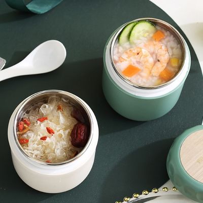 Tazza di zuppa isolata in acciaio inossidabile di grado alimentare da 400 ml portatile con bocca larga e cucchiaio