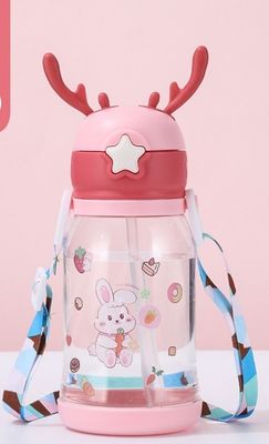 20 OZ Bottiglia di acqua potabile di plastica con paglia Cartone animato Carino bambino preferito della scuola