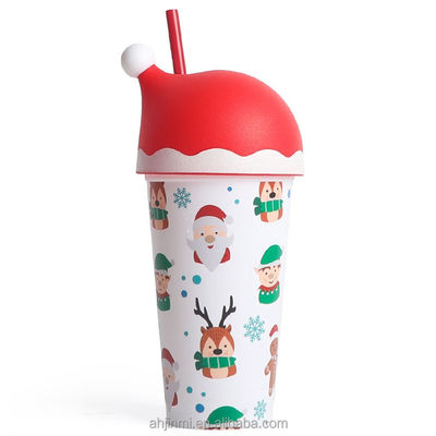 Logo personalizzato accettabile Red Santa Hat Tumbler 20 oz Coppa di plastica riutilizzabile per regali