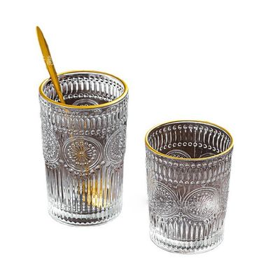 300ML/380ML Capacità Germe girasole Vetro in rilievo Tazza da acqua da bere Stile Retro