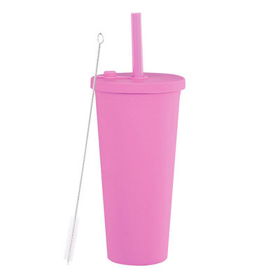 Vendita Tazza di plastica riutilizzabile con paglia Logo personalizzato Multi Color 24oz Double Wall Tumblers
