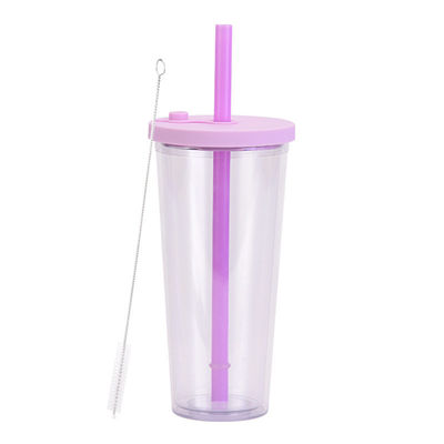 Vendita Tazza di plastica riutilizzabile con paglia Logo personalizzato Multi Color 24oz Double Wall Tumblers