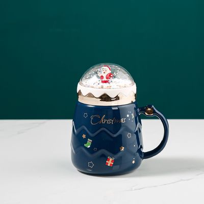 Tazza di ceramica a tappo isolante di sughero e a prova di schizzi per una personalizzazione ecologica in blu