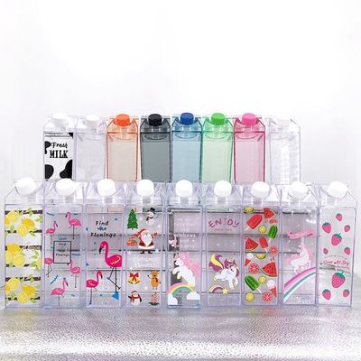 Coppa trasparente impermeabile 500 ml Bottiglia d'acqua di plastica senza BPA Cartone di latte quadrato