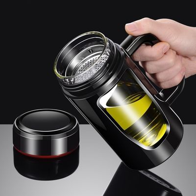 Maniglia antiscivolo Bottiglia d'acqua portatile di vetro da 580 ml con isolamento e disegno impermeabile