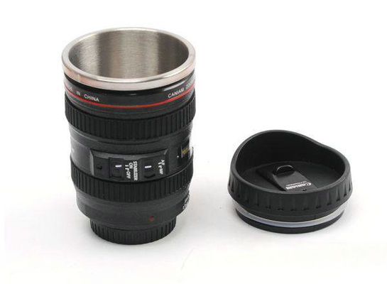Creativa doppia parete in acciaio inossidabile 400ml Lenti fotocamera Forma tazza di caffè Bottiglia di viaggio