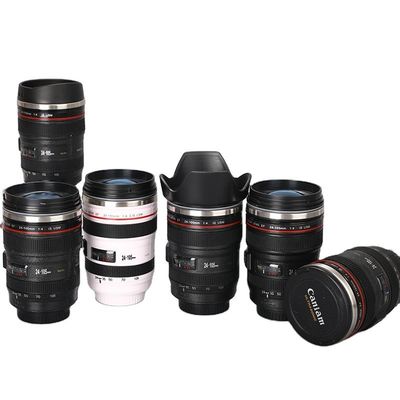 Creativa doppia parete in acciaio inossidabile 400ml Lenti fotocamera Forma tazza di caffè Bottiglia di viaggio