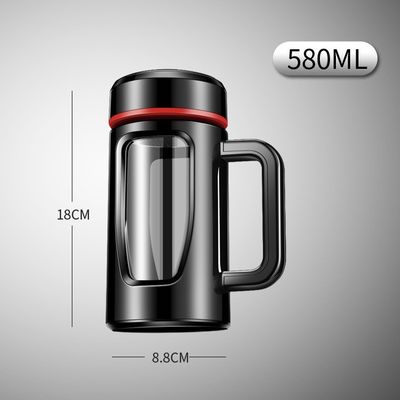 Bottiglia d'acqua di design classico con isolamento a doppio strato e maniglia di vetro antiscivolo