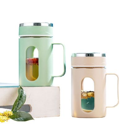 Tazza da caffè per il tè profumato da ufficio 500 ml Tazza di vetro con coperchio e maniglia a colori personalizzati