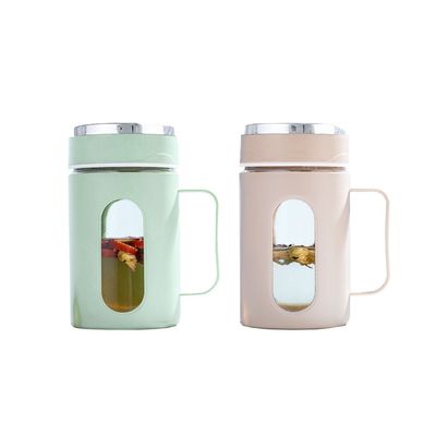Office 500ml Custom Logo Bottiglia d'acqua in vetro con manica in plastica