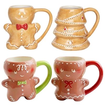 300 ml di cartoni animati carino Natale 3D uomo pan di zenzero tazza ceramica di Natale sostenibile e divertente