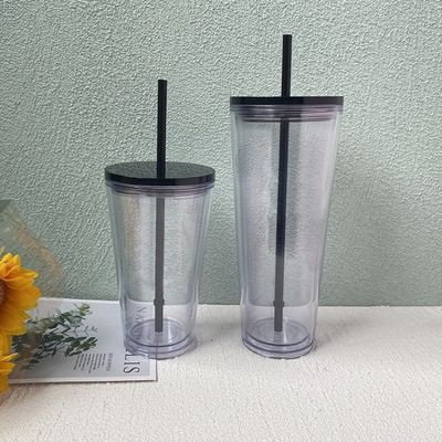 Coppa sportiva per studenti da 24 oz con coperchio e paglia Bottiglia di acqua di plastica a doppia parete