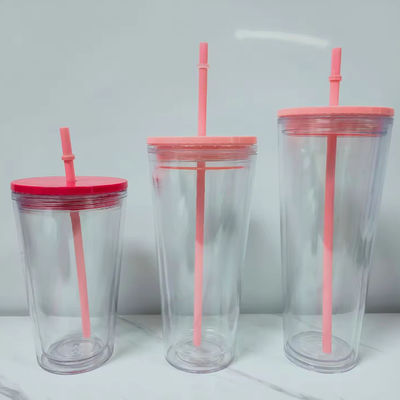 Coppa sportiva per studenti da 24 oz con coperchio e paglia Bottiglia di acqua di plastica a doppia parete