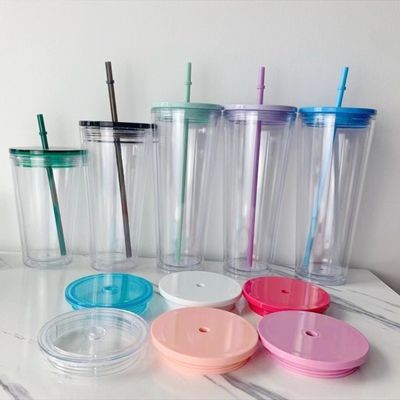 Coppa sportiva per studenti da 24 oz con coperchio e paglia Bottiglia di acqua di plastica a doppia parete