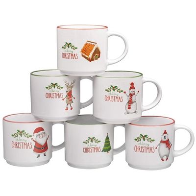 Tazza da caffè in porcellana bianca con design carino.