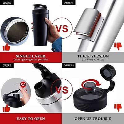 Acciaio inossidabile 700ml Grande capacità Custom LOGO Fitness Shaker per viaggi e all'aria aperta