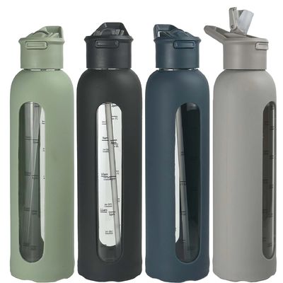 Bottiglia di acqua potabile diretta di grande capacità 700 ml/1000 ml, coperchio a ripiego e paglia inclusi