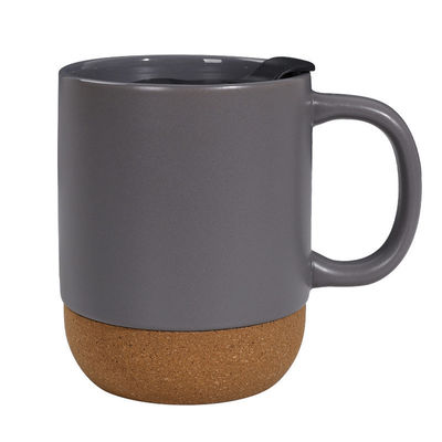 450ml Cork Base Stoneware Matte Ceramic Coffee Mug With PP Lid Perfetto regalo per il festival