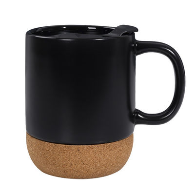 450ml Cork Base Stoneware Matte Ceramic Coffee Mug With PP Lid Perfetto regalo per il festival