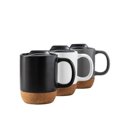 450ML Custom Logo Matte Nero Bianco Base di sughero Ceramica Tazza da Caffè Viaggio Con Capo PP