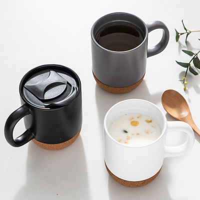 450ML Custom Logo Matte Nero Bianco Base di sughero Ceramica Tazza da Caffè Viaggio Con Capo PP