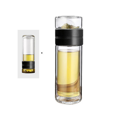 Logo personalizzato Sublimazione vetro trasparente Tumbler bevande bottiglia d'acqua di vetro con filtro