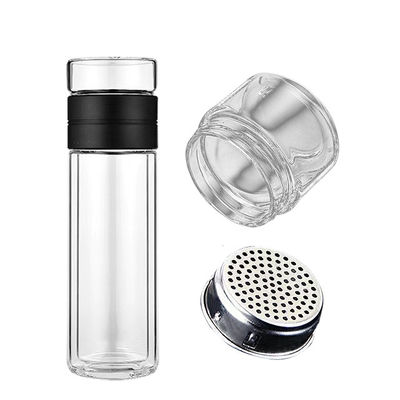Logo personalizzato Sublimazione vetro trasparente Tumbler bevande bottiglia d'acqua di vetro con filtro