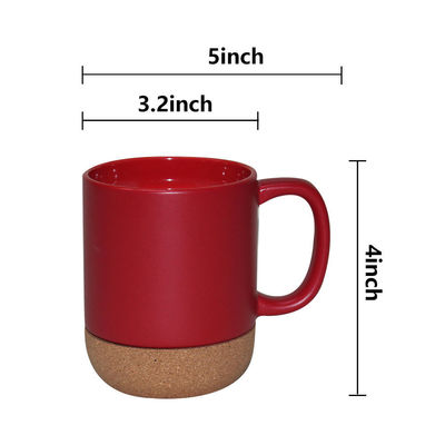 14 OZ Cork Base Stoneware Matte Custom Design Ceramica Tazza di Caffè Con Capo PP e Durable
