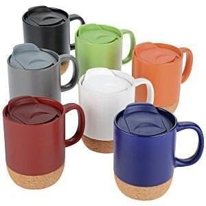 14 OZ Cork Base Stoneware Matte Custom Design Ceramica Tazza di Caffè Con Capo PP e Durable