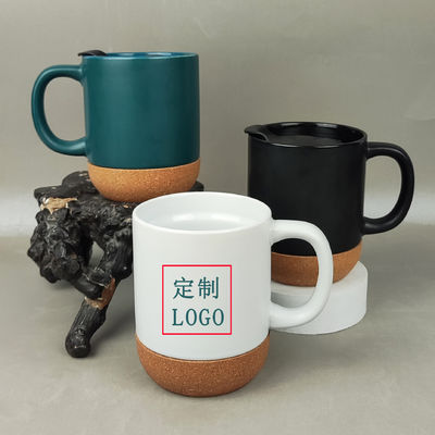 Logo personalizzato Tazza da caffè in porcellana sublimata da 15 oz con fondo di legno Tazza di latte in ceramica nera