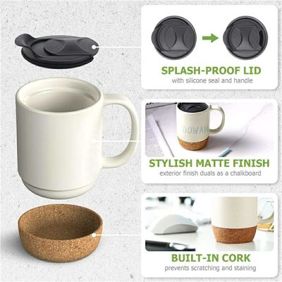 Logo personalizzato 15oz Sublimazione porcellana tazza da caffè tazza di ceramica con maniglia coperchio e fondo in legno