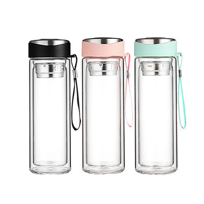 Bottiglia d'acqua di vetro senza BPA ad alto borosilicato con tappo per caffè, tè, birra e succo