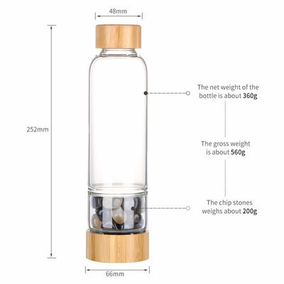 Bottiglia d'acqua in vetro di design professionale con cristalli e pietre preziose Capacità 500ml
