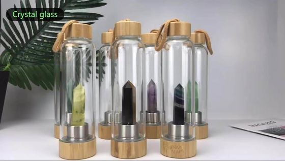 Energia curativa Bottiglia d'acqua cristallina di vetro Pietre Bottiglia d'acqua potabile di cristallo