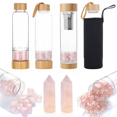 Bottiglia d'acqua in cristallo di pietra ricaricabile con design elegante per ragazze 500ml portatile