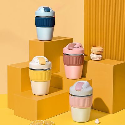 350ml 480ml Dolce Tazza di Viaggio a doppia parete Caffè Isolato Tumbler Tazza Termica con paglia