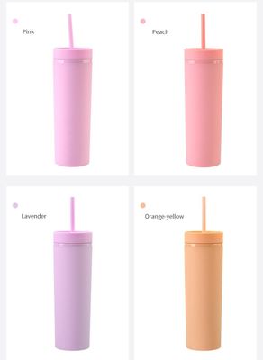 Accessori senza alcuno Vendite elevate colorate bottiglia d'acqua di plastica da 16 once con paglia e coperchio