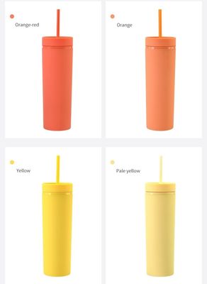 Accessori senza alcuno Vendite elevate colorate bottiglia d'acqua di plastica da 16 once con paglia e coperchio