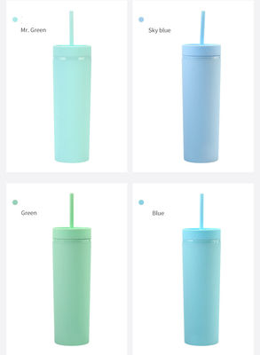 Accessori senza alcuno Vendite elevate colorate bottiglia d'acqua di plastica da 16 once con paglia e coperchio