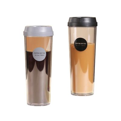 320 ml/420 ml/520 ml/700 ml Tazza di tè trasparente in plastica a doppia parete riutilizzabile per occasioni di campeggio