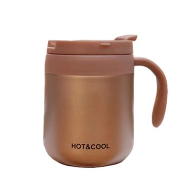 Tazza da ufficio in acciaio inossidabile 304 con manico e coperchio Logo personalizzato Tazza isolante per caffè da bere