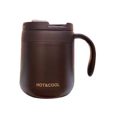 Tazza da ufficio in acciaio inossidabile 304 con manico e coperchio Logo personalizzato Tazza isolante per caffè da bere