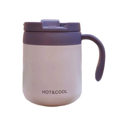 Tazza da ufficio in acciaio inossidabile 304 con manico e coperchio Logo personalizzato Tazza isolante per caffè da bere