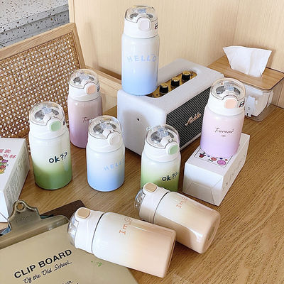 Studentale portatile 350/450ml in acciaio inossidabile con paglia e isolamento termico