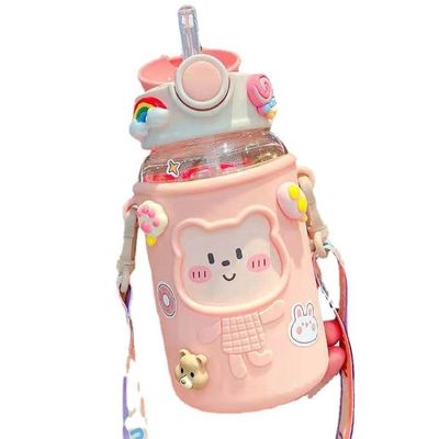 Anti-corrosione Rivestito 620ml Bottiglia d'acqua di plastica con coperchio a forma di orso e cordone