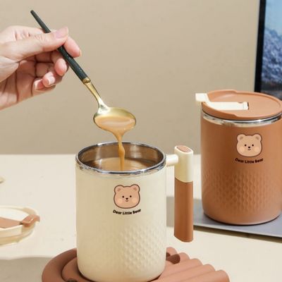 Tazza da caffè in acciaio inossidabile 304 da 450 ml con maniglia e logo a colori personalizzati