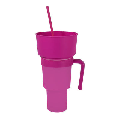 Logo personalizzato Acceptabile Bocca larga 1L Tazza di plastica con vassoio e paglia