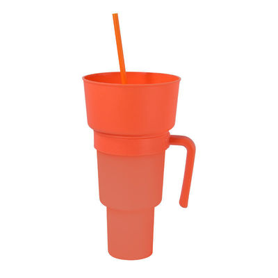 Logo personalizzato Acceptabile Bocca larga 1L Tazza di plastica con vassoio e paglia